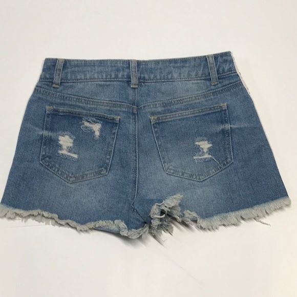 High-waist Denim Shorts Embellished Sides - Picture 8 of 11